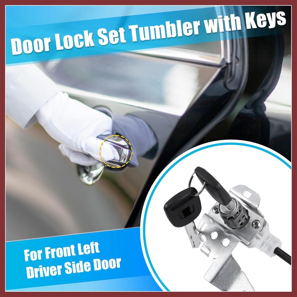 1 Set Front Left Side Door Lock Cylinder Cable with 2 Keys for Honda Civic 4-Door 2006 2007 2008 2009 2010 2011 72185-SNA-A01 Replace Parts