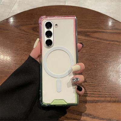 Custodia Trasparente Color Caramella Gradiente Antiurto per Samsung Galaxy Z Fold 7 6 5 4 3 5G per Ricarica Wireless Magsafe Cover Protettiva
