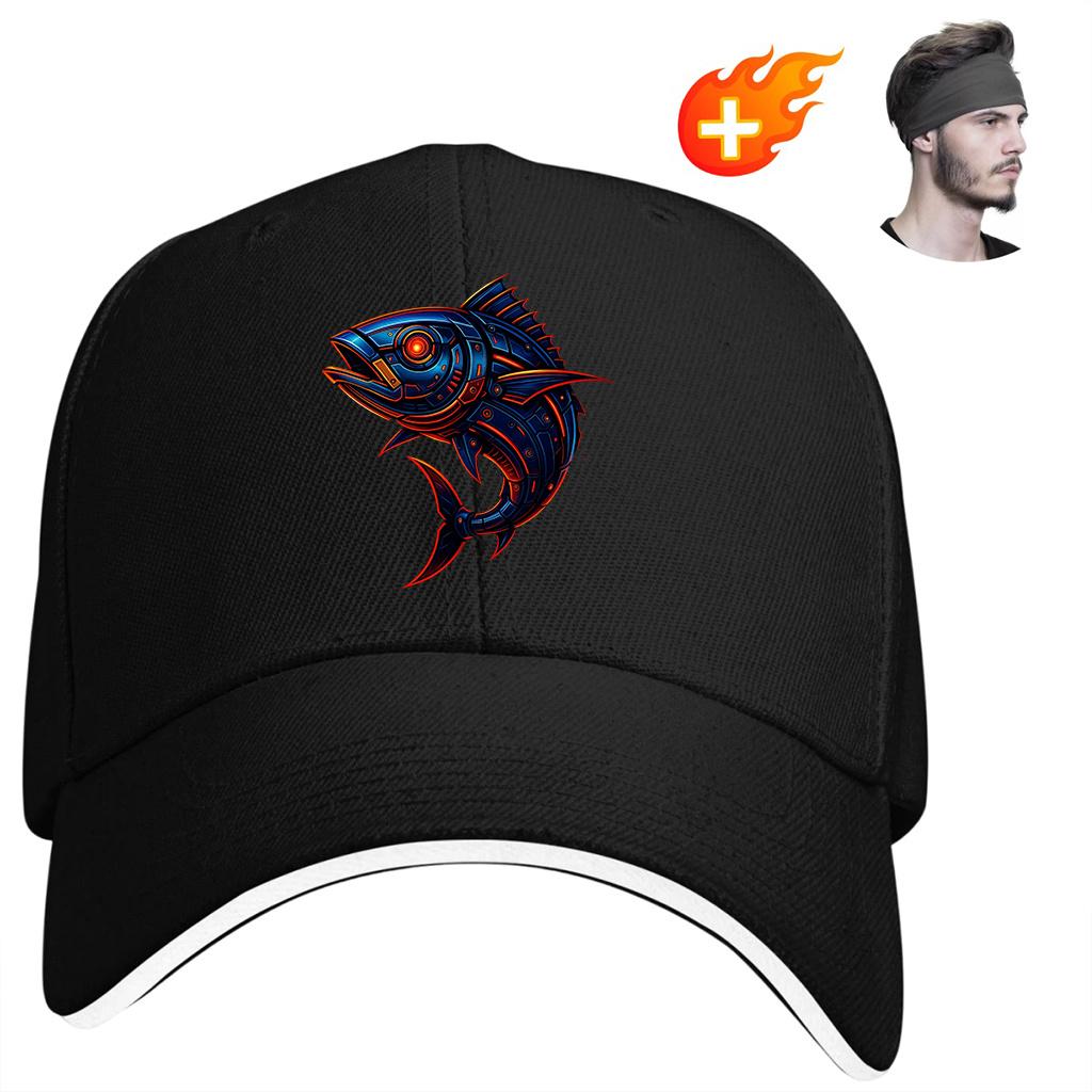 Fish Graphic Baseball Cap Adjustable Cotton Dad Hat for Fishing Enthusiasts