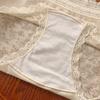 Ladies Spring and Autumn Vintage Floral Lace Cotton Antibacterial Extended Crotch Breathable Briefs