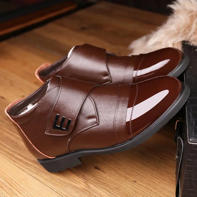 Fashion 2025 New Men's Boots Fashion Casual Leather Boot Plush Warm Snow Boots for Men Business Chelsea Boots High-top Cotton Boot Botas