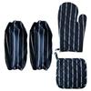 1Pc Striped Cotton Microwave Oven Gloves Insulation Pad Table Mat Sleeve Set Heat Resistant Mitts Baking Cooking Tool