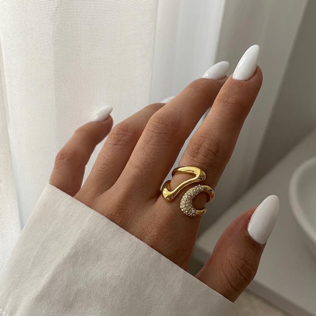 Stainless Steel Gold Plated Vintage Rings For Women Boho Sun Butterfly Flower Crystal Zircon Geometric Finger Ring Party Jewelry