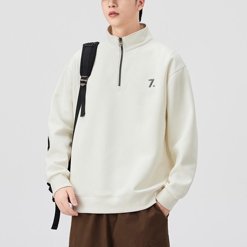 

New Autumn and Winter Stand Collar Sweatshirt for Men Simple Semi-zipper Pullover Sports Top Jacket 4XL