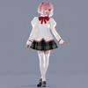 Puella Magi Madoka Magica Schuluniform Cosplay Kostüm Komplettset mit Perücke für Halloween-Party