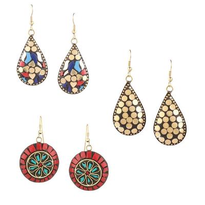Drop Earrings For Women | Traditional Women Earrings Sets | Ethnic Combo Set Tibetan Laac Drop Earrings For Girls