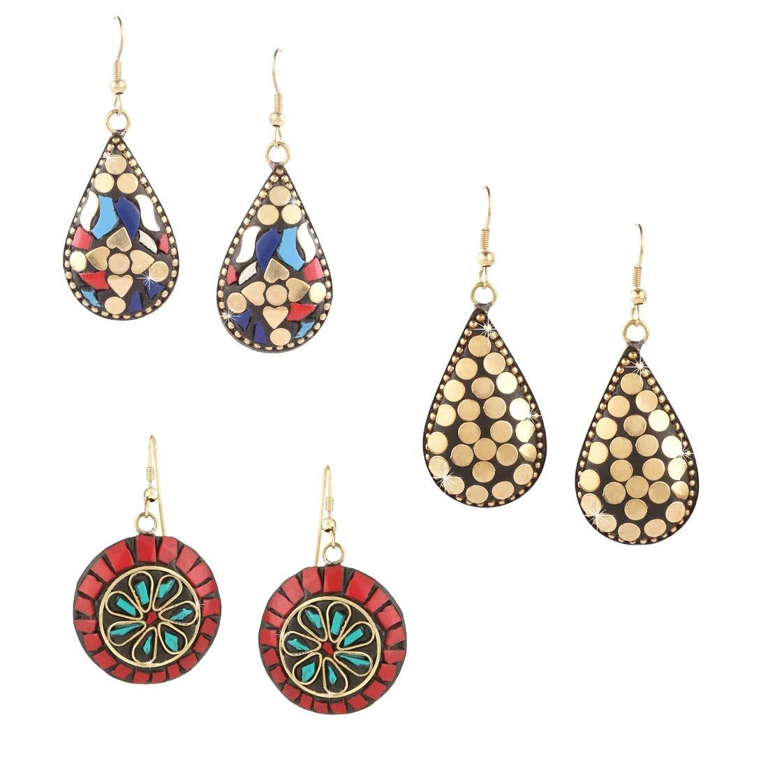 

Drop Earrings For Women | Traditional Women Earrings Sets | Ethnic Combo Set Tibetan Laac Drop Earrings For Girls Onesize