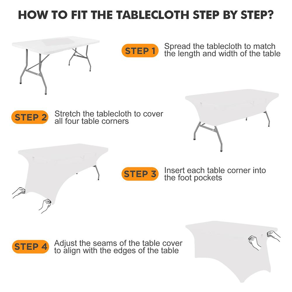 Table Covers, 2 Pack 4FT Black Table Cover Fitted, Spandex Table Cloth for 4 Foot Tables, Rectangle Table (48L x 30W x 30