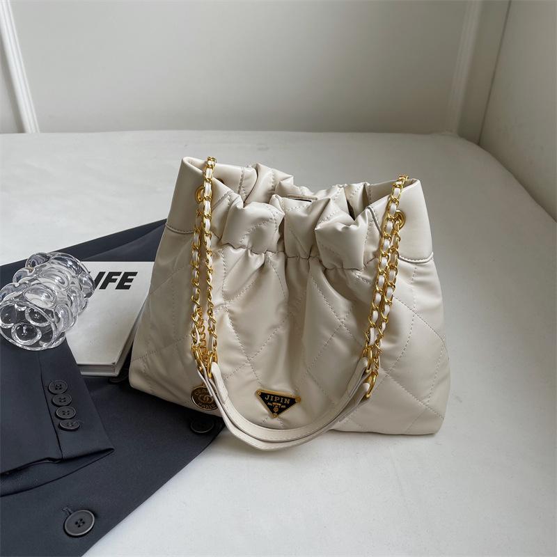 

Сумка-ведро на цепочке ромбовидной формы Xiaoxiangfeng, Модная и стильная сумка-тоут, Вместительная сумка под мышкой бежевый