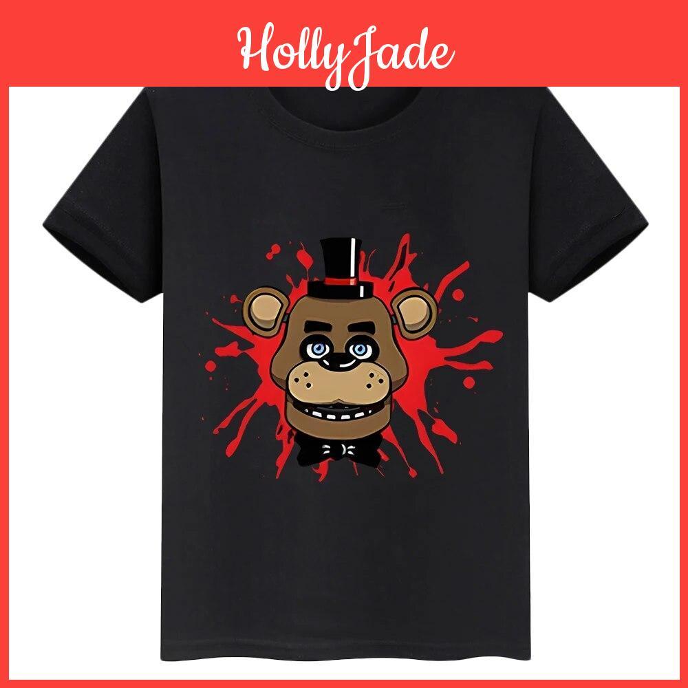 Bear Rabbit Cartoon Tshirt 100cotton Print Short Tops Y2k One Piece Boy Summer Fnaf Anime Tees Pride Tshirt Kids Clothes Girls