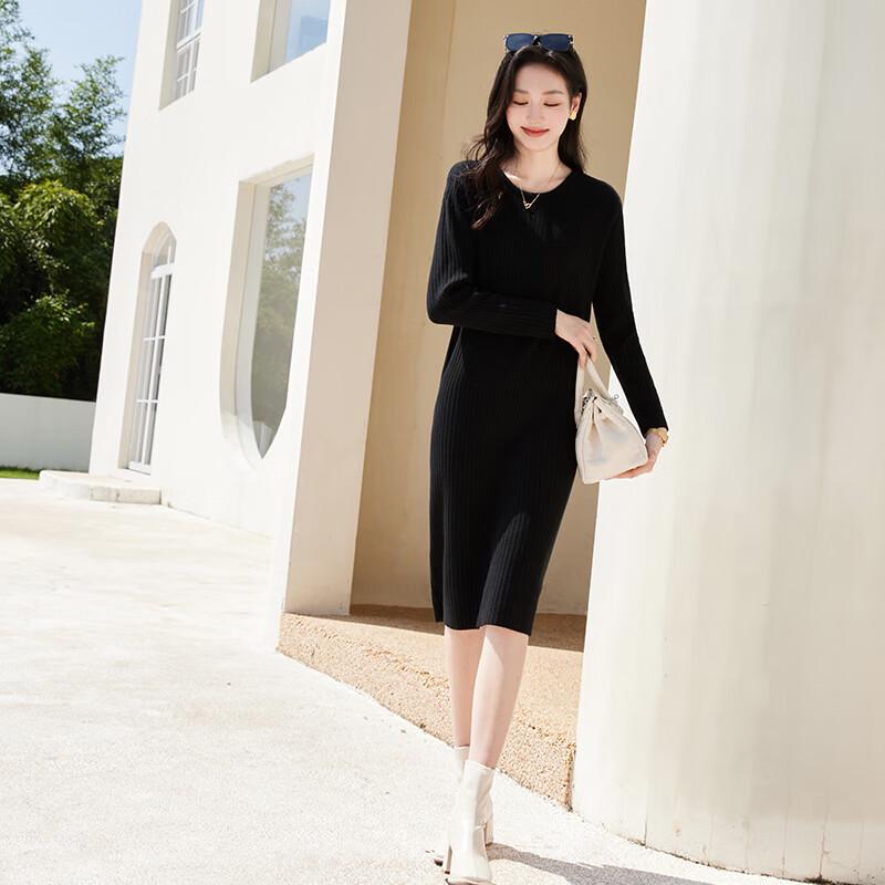 VICTORIA&VERA Women's Elegant Knit Midi Dress