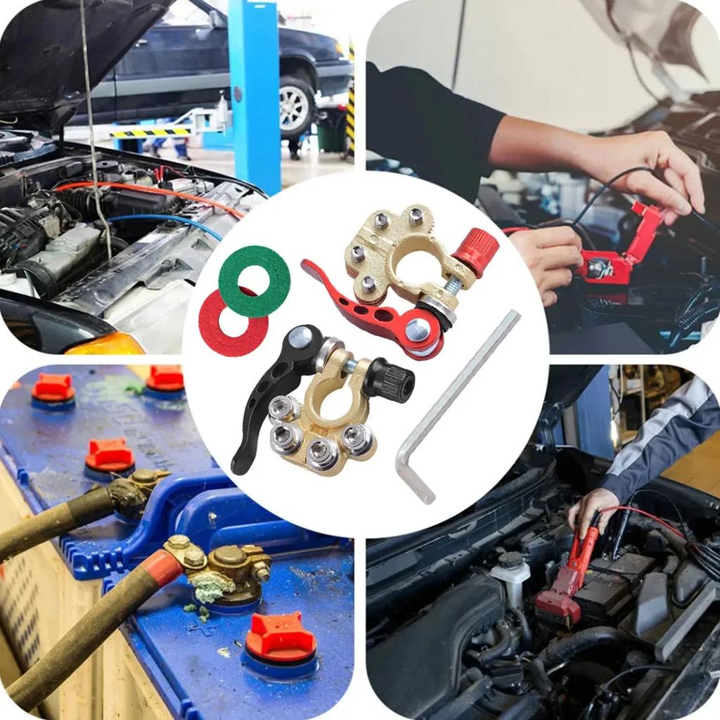 Professional 12V SAE/JIS Type A Battery Terminal Clamps - 4-Way Quick Release Disconnect with Anti-Corrosion Alloy (2-Pack)