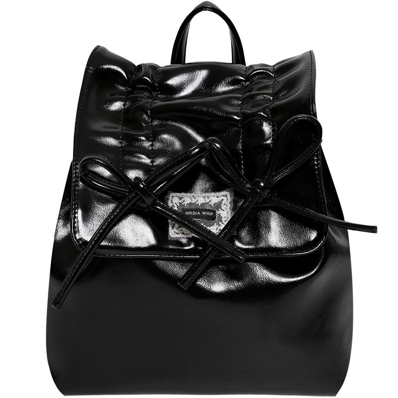 

Niche non-collision bag black pu soft leather schoolbag high school girl multi-functional bag shopping small backpack