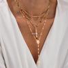 3/4Pcs Simple Jesus Cross Pendant Choker Stacking Necklace For Women Trendy Colorful Crystal Chain Christian Jewelry Gift