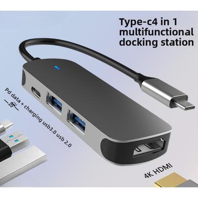 Station d'accueil 4 en 1 Type C Hub USB Extenseur pour Ordinateur Portable Adaptateur Multifonction avec Ports HDMI USB