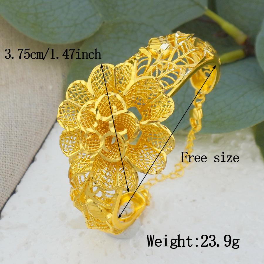 Exquisite Middle Eastern & African Copper Flower Bracelet - Arabic Luxury Charm for Ladies, Ideal Wedding & Banquet Gift