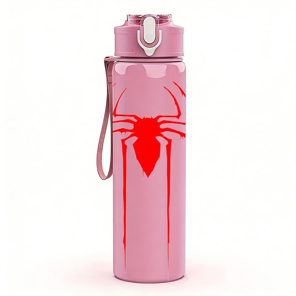 1PC Spider Mask Hero Symbol 750ml Color Plastic Sports Water Bottle Leakproof Flip Straw Lid Suitable for Sports Office Home Use