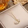 Fortunate Cat's Eye Titanium Necklace with Ginkgo Leaves & Zirconia - Perfect Best Friend Birthday Gift