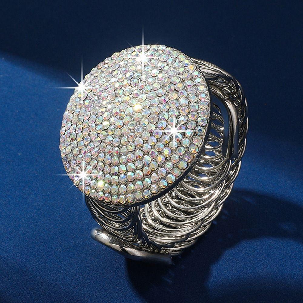 Luxury Glitter Bracelet Exaggerated Round Zinc Zinc Alloy Bracelet Creative Rhinestone Bangle Women