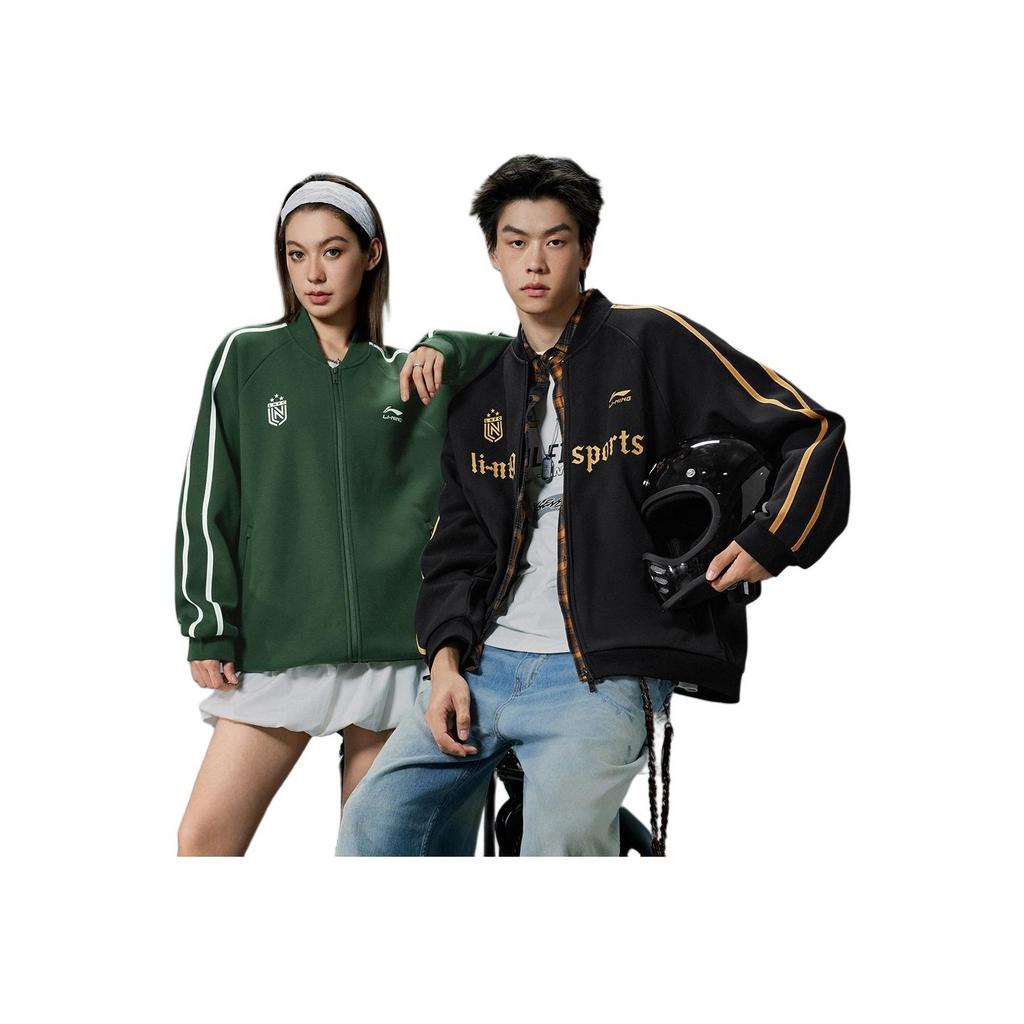 Li Ning Sports Lifestyle Serie Fleece Baseballkragen Logo Jacke Unisex Jacke AWDVC91-3