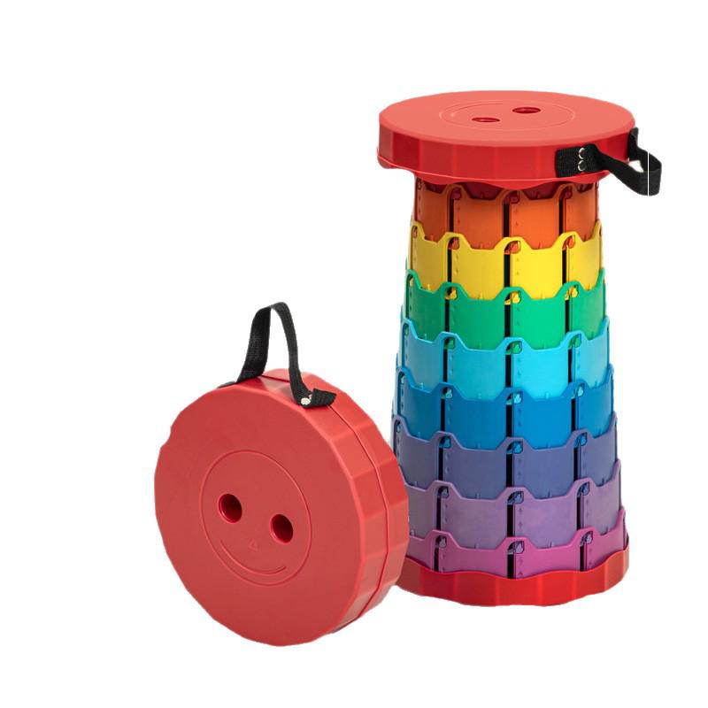 Portable Folding Telescopic Fishing & Camping Stool - Space-Saving Round Rainbow Design