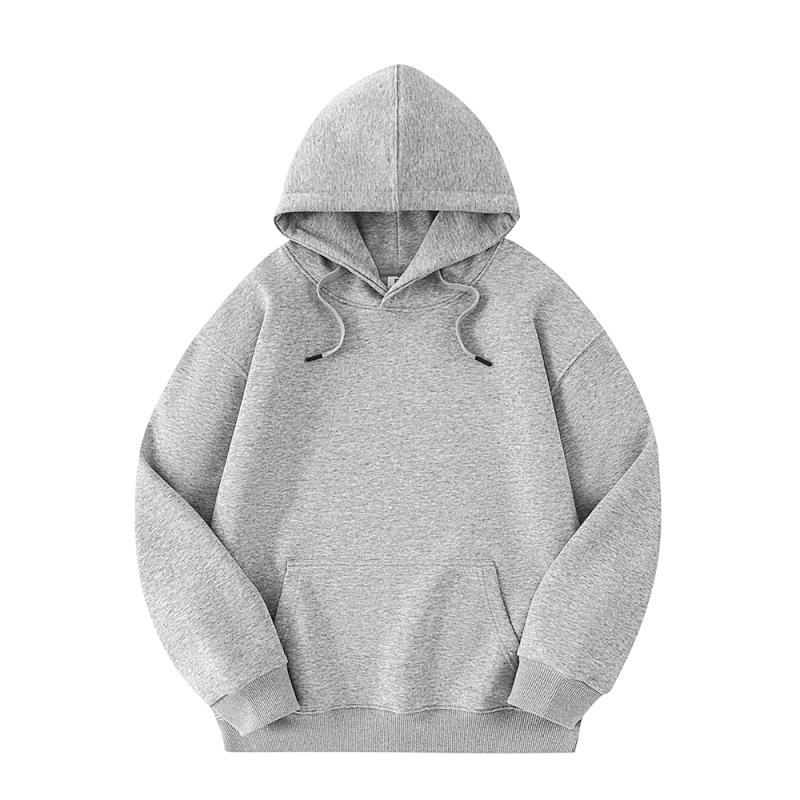 Autumn and Winter New Pure Cotton Solid Color Loose Casual Sports Jacket with Thick Fleece Hooded Sweatshirt