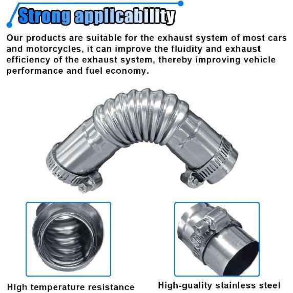 24mm Air Diesel Parking Heater Exhaust Pipe Tube Elbow Connector - Stainless Steel Flexible Exhaust Hose with 2 Clamps for Webasto Eberspacher Truck