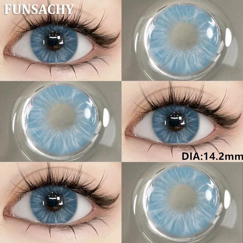 FUNSACHY 2 st Naturliga Kontaktlinser för Ögon Färgade Blå Kontaktlinser Grå Vacker Pupill Grön Lins Ögonmakeup Koreanska Linser