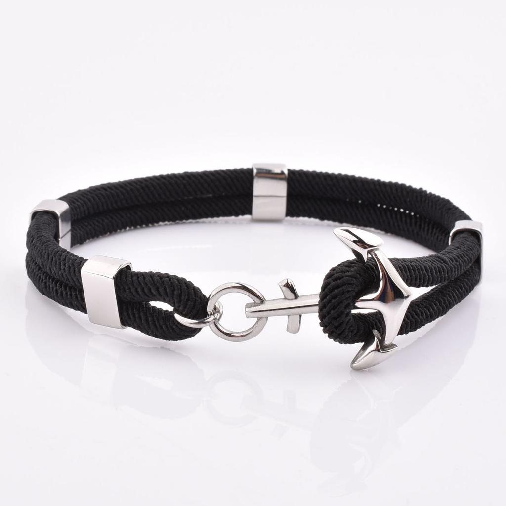 Popular Viking Nylon Rope Pink Sailor Men Women Fashion Cheap Friendship Silver Anchor Bracelet