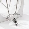 Halloween retro punk skull pendant necklace - versatile fashion sweater chain accessory