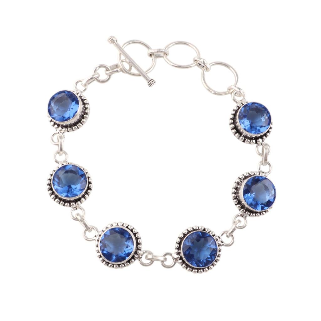 Tanzanite Gemstone 925 Sterling Silver Jewelry Women's Handcrafted Bracelet7-9" RB-17-6