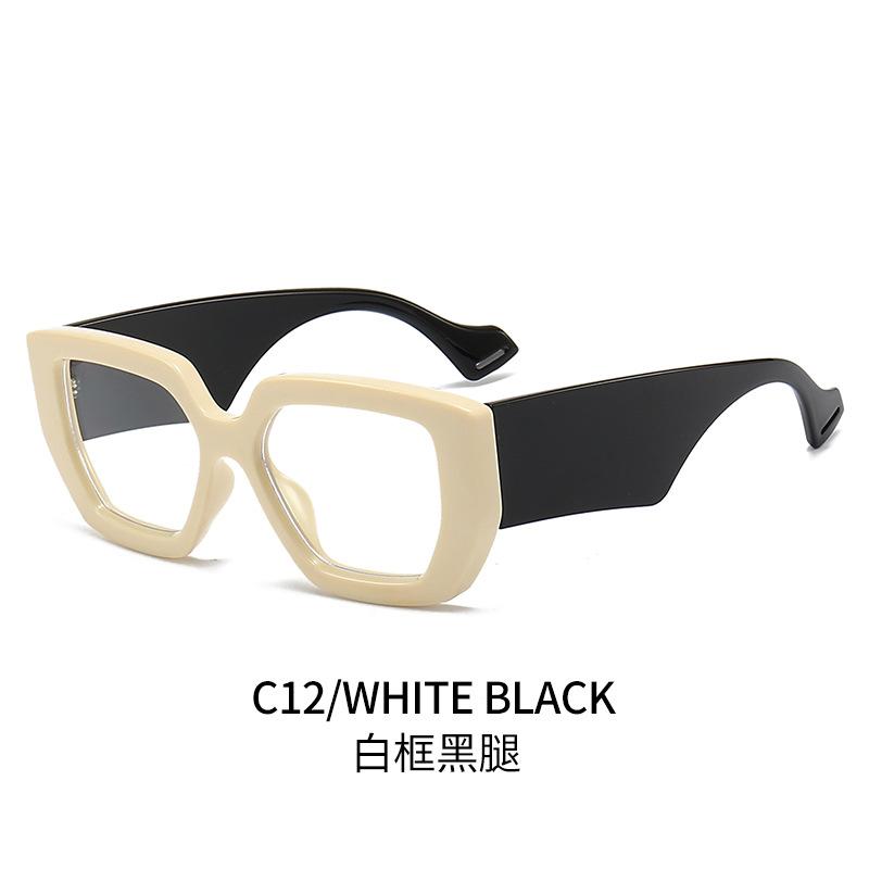 New Fashion Colorful Square Women Glasses Frame Clear Anti Blue Light Spring Hinge Wide Legs Eyewear Men Optical Polygon Frame