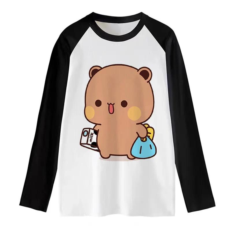 Women's Loose Fit Round-Neck T-Shirt with Color Blocking and Notched Shoulder Sleeve Fall/Winter Printed Long Sleeve Staple Top