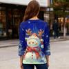 Ladies' Christmas Printed Fashionable Casual Seven Quarter Sleeved Round Neck Top