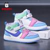 2025 New Girls' High-Top Leather AJ Sneakers: Autumn/Winter Cotton Shoes for Middle-Aged Children