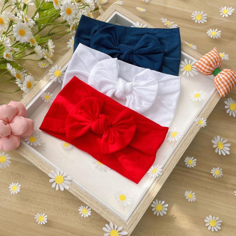 New 3pcs set, children's headband, baby nylon bow does not hurt the skin, wide headscarf, baby headband.