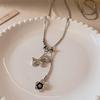 > Super Sparkly Zircon Horse Flower Pendant Necklace - Luxurious Niche Design Sweater Chain
