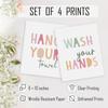 HRQKO Pink Wash Your Hands Wall Art Poster Prints Set of 4,Pink Bathroom Wall Decor, Kids Bathrooms Artwork Print Posters Wall Decor, Girls Bathroom