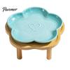 Elevated Cat Food Bowls Ceramic Pet Bowl with Raised Stand, Flower Shape Whisker Friendly Non-slip Feeding Plate for Neck Protection, Anti Slip Bowl,