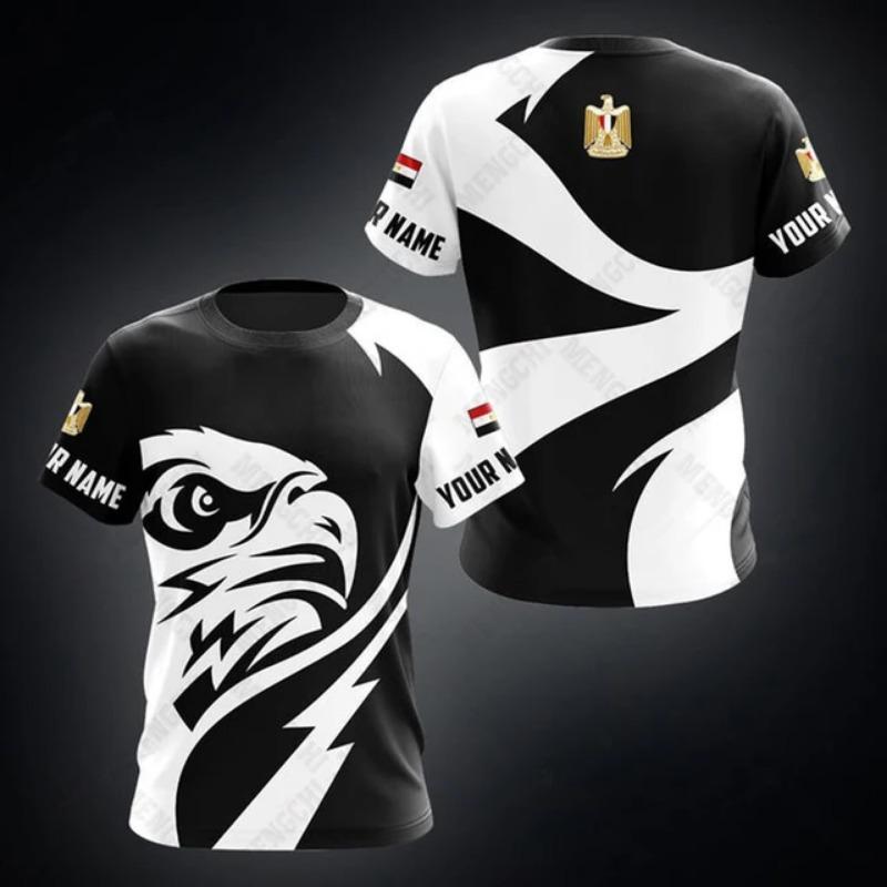 Egypt Flag & Coat of Arms Grafika Tričko Letní Ležérní Pulovr Pánská móda Trička s výstřihem do O Chlapci Oversized Topy s krátkým rukávem