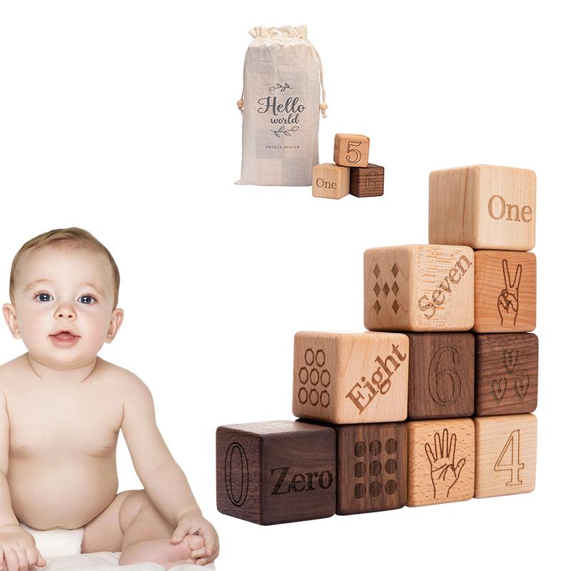 

10 шт. персонализированные деревянные строительные блоки детская цифровая игрушка игрушка Монтессори детский сувенир Вальдорфская игрушка подарки на день рождения развивающая игрушка