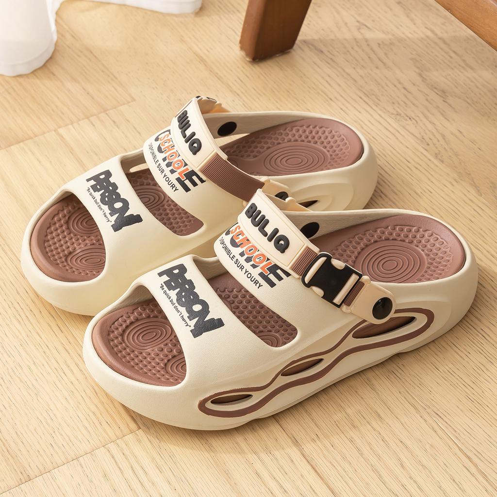 EVA Men Sandals Printed Height Increasing Thick Bottom Slippers Comfortable Breathable Outdoor Slippers