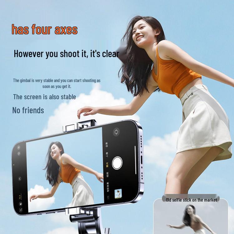 2026 Four-Axis 360° Rotating Anti-Shake Selfie Stick and Universal Floor Tripod for Mobile Phones