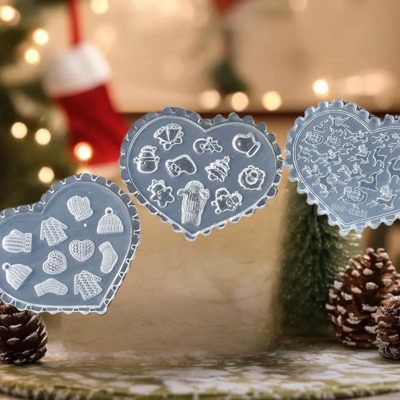 1Pc Christmas Hat Socks Sea Shell Starfish Flower Lily Tulip 3D Acrylic Nail Mold Nail Art Decorations Diy Silicone Nail Art