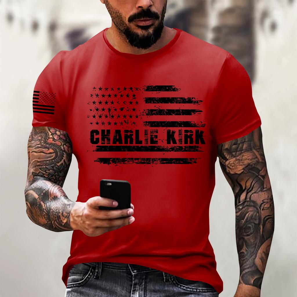 Fashionable Round Neck Short Sleeve Work Clothes Printed Tops For Mens Summer Tops