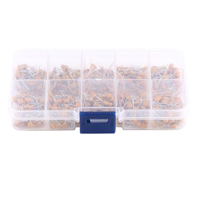 500pcs 10 Values Monolithic Multi Layer Ceramic Capacitors 0.1microfarad  10microfarad With Storage Box