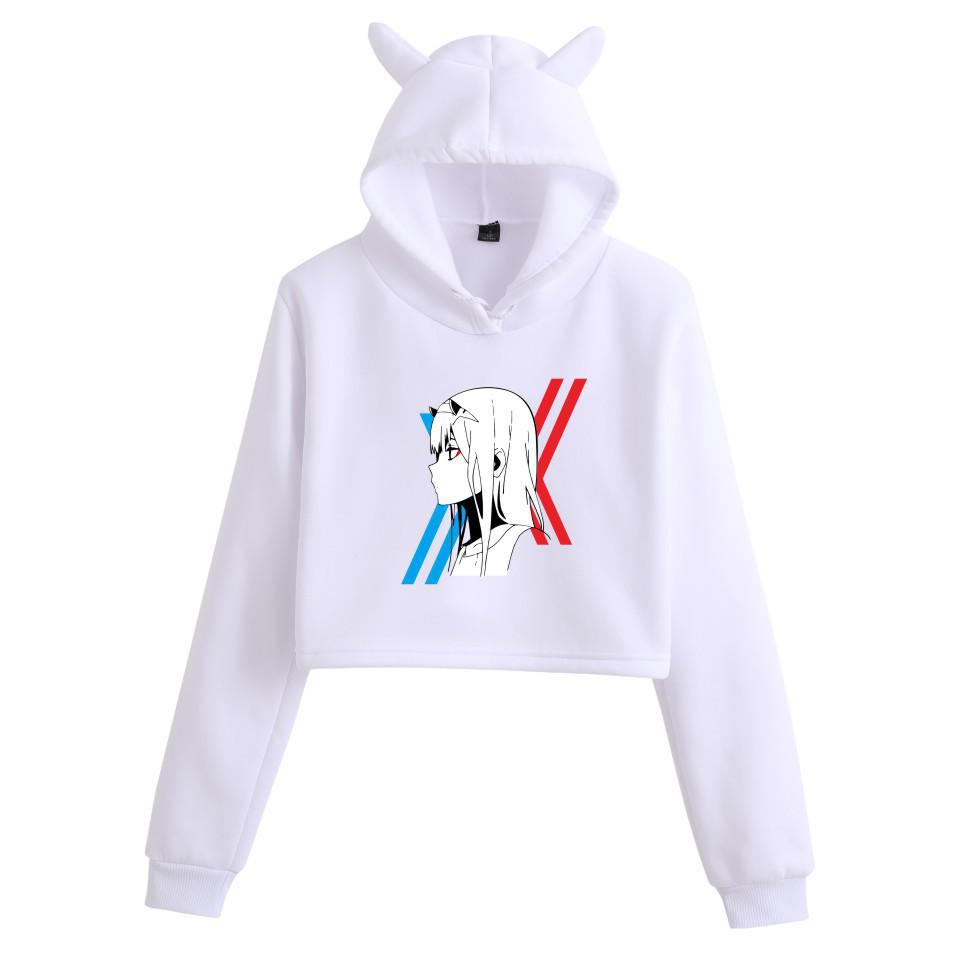 Darling in the Franxx Zero Two Cat Ear Cropped Hoodie - Women's Anime Style