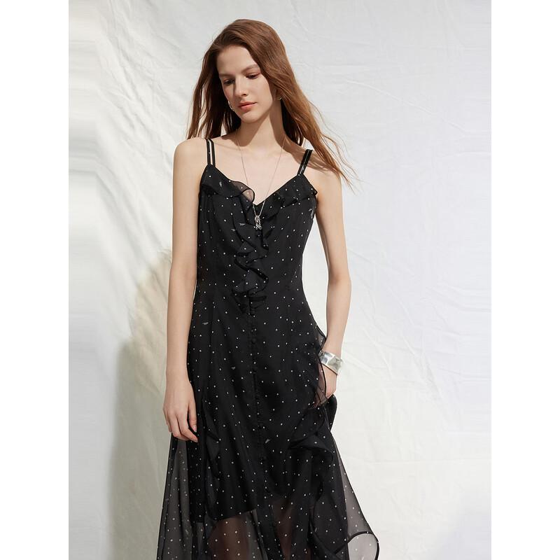 ELLE French Ruffle Polka Dot Sling Dress S