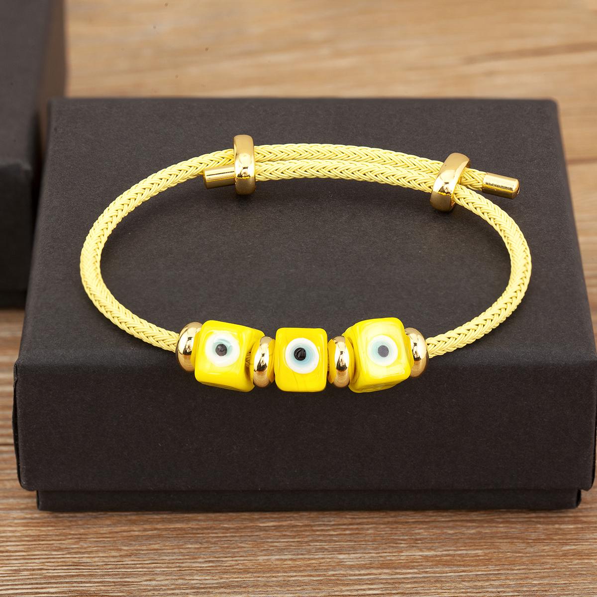 

Nidin Punk Style Evil Eye Charm Bracelet Adjustable Fashion Accessory for Women Versatile Female Jewelry Gift жёлтый