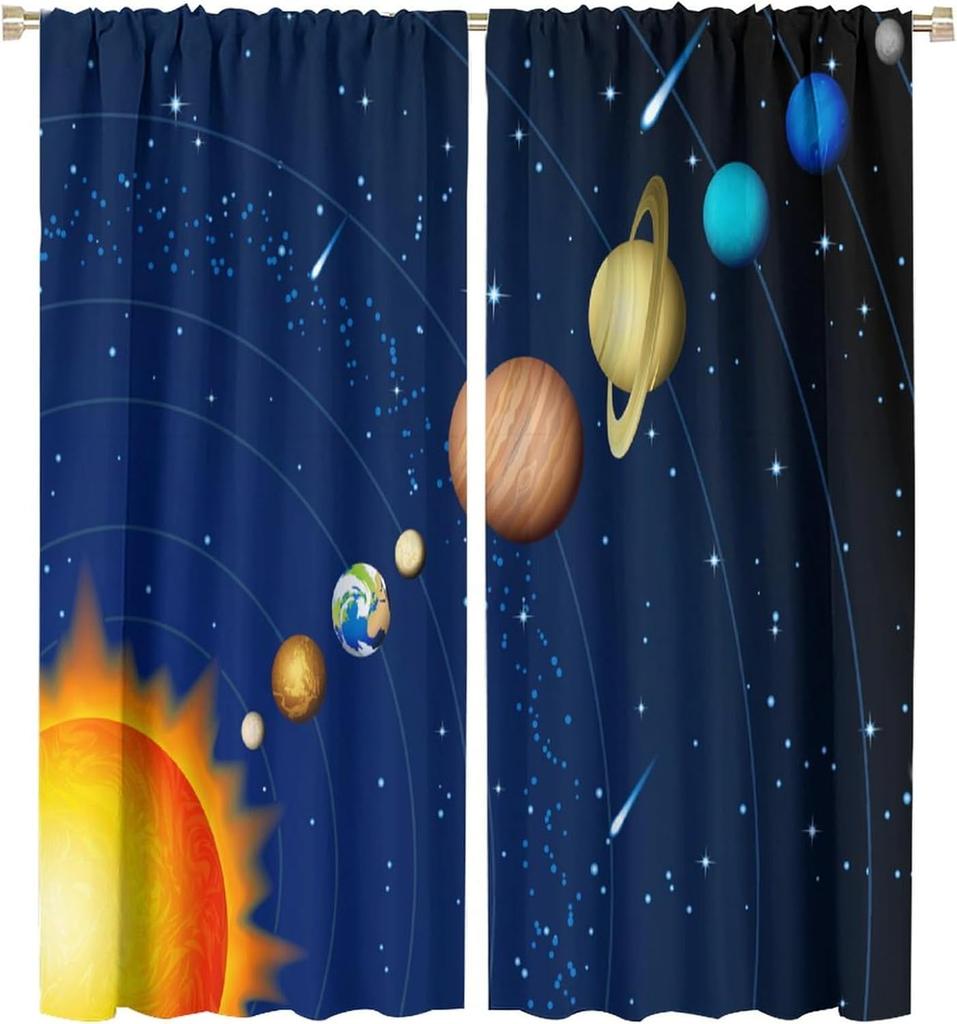 Solar System Window Curtains Kids Outer Space Treatments Bedroom Universe Planets Galaxy Astronomy Drapes Curtain For Made Of Polyester